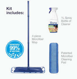 ערכת ניקוי לרצפות עץ (Bona Wood Floor Cleaner Kit)